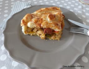 Tourte au poulet, poivrons et chorizo