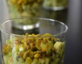 Verrine concombre, pomme granny, avocat