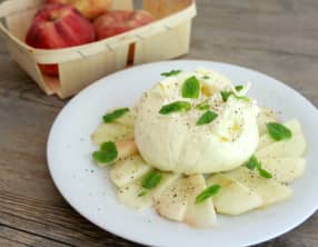 Burrata et pêches blanches