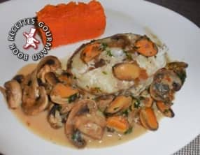 Darnes de cabillaud et moules sauce forestière