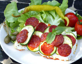 Cabillaud en écailles de courgette et chorizo