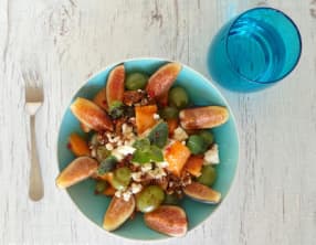 Salade de melon, figues, raisin et feta