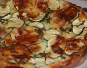 Clafoutis courgette, rocamadour et menthe