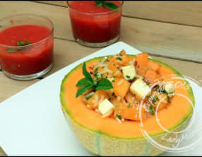 Melon farci à la feta