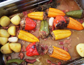 Poivrons farcis au confit de canard