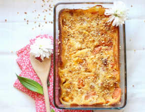 Clafoutis aux abricots et aux pêches sans gluten