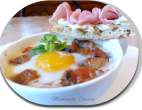 Oeufs cocotte à l’aubergine et tomate