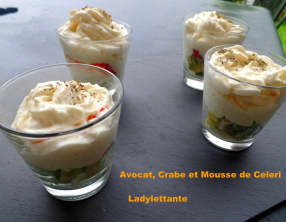 Verrines Avocat, Crabe et mousse de Celeri
