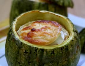 Courgettes rondes farcies au chèvre et bacon