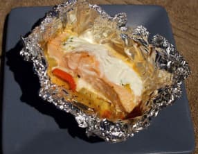 Papillote de saumon sur lit de ratatouille