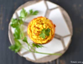 Cupcakes à la tomate et au persil, chantilly de poivron jaune