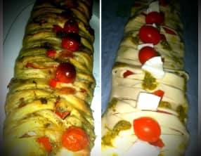 Tresse feuilletée au pesto et à la tomate