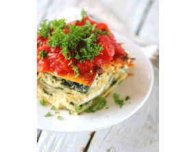 Les lasagnes végétarien au ricotta épinard et tomates cerises