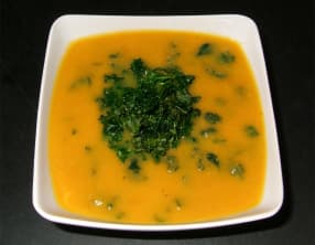 Velouté de potiron et chou kale