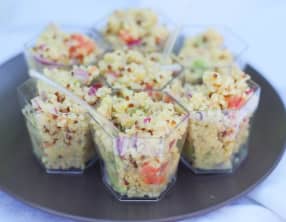 Verrines de quinoa, avocat et pamplemousse