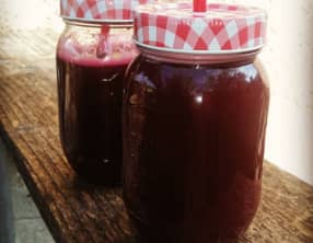 Jus de chou rouge, betterave et pastèque