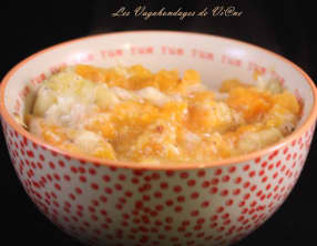 Gratin aux patates douces, ananas et cheddar