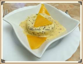 Flan de poireaux à la moutarde ancienne, crème au cheddar