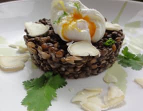 Risotto Lyonnais aux lentilles vertes et oeuf poché
