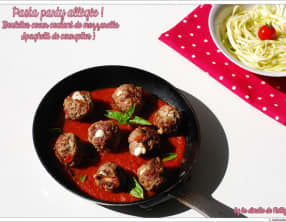Boulettes coeur mozzarella et spaghetti de courgette