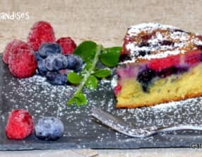 Gâteau 4X9 aux fruits rouges .