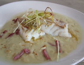 Cabillaud à la crème de poireaux confits