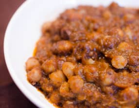 Pois chiches aux aubergines, tomates et poivrons
