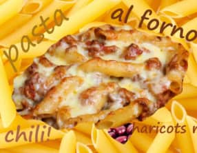 Gratin de pâtes à la viande et aux haricots rouges, façon chili