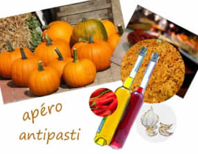 Antipasti à la citrouille, à l'ail, piment et huile d'olive - vegan, sans gluten