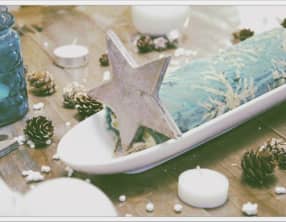 Biscuit roulé imprimé, mascarpone et bananes