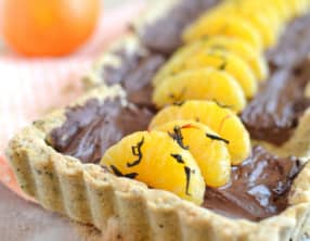 Tarte à la mousse au chocolat, thé bergamote et mandarine