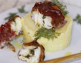 Rôtis de lotte au beurre d'aneth et brésaola