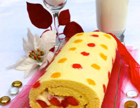 Gateau roulé au chocolat blanc