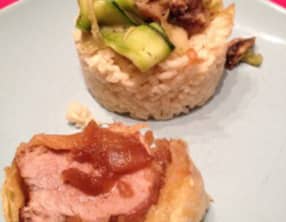 Filet mignon en croûte aux oignons confits et tagliatelles de courgettes