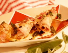 Saltimbocca de veau, sauge, jambon cru et mozzarella