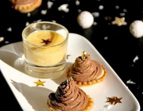 Tartelette curd de clémentine et ganache montée au chocolat