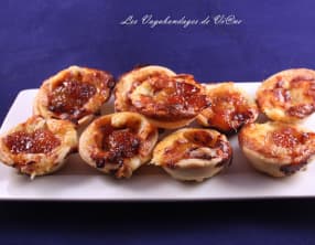 Mini tartelettes aux pétoncles, munster et confiture de mirabelles