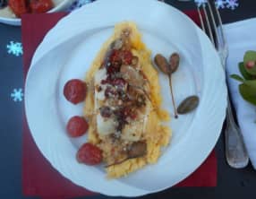 Pavé de turbot aux câpres sur polenta crémeuse