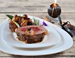 Roti de boeuf farci au foie gras de canard et trompettes de la mort