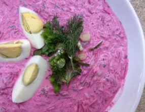 Soupe froide de betteraves et concombres