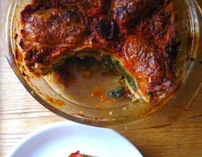 « Lasagnes » épinards-tomates séchées et mozzarella