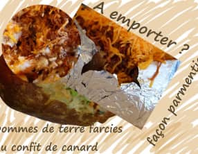 Pommes de terre farcies au canard, façon parmentier