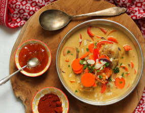 "Curry" de poulet au chutney de mangue