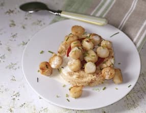 Risotto aux pétoncles chorizo et crème de parmesan