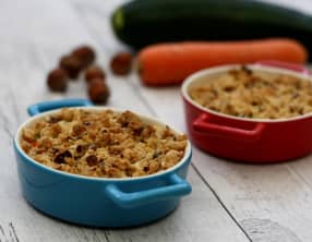 Gratin de légumes en crumble de noisettes