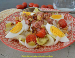 Salade d’endives, jambon pané, miel et cacahuètes