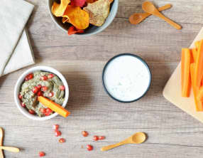 Houmous de lentilles et tzatziki coco