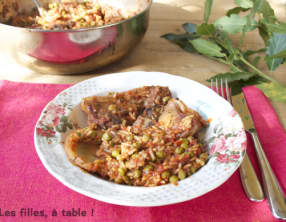 Poêlée d’agneau aux artichauts et petits pois