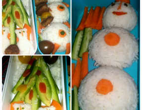 Boulettes de thon dans Bento d'hiver