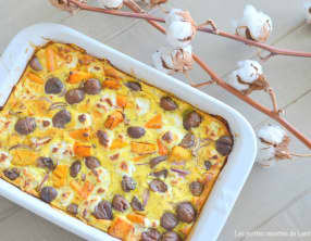 Clafoutis épicé de butternut, châtaigne et chèvre